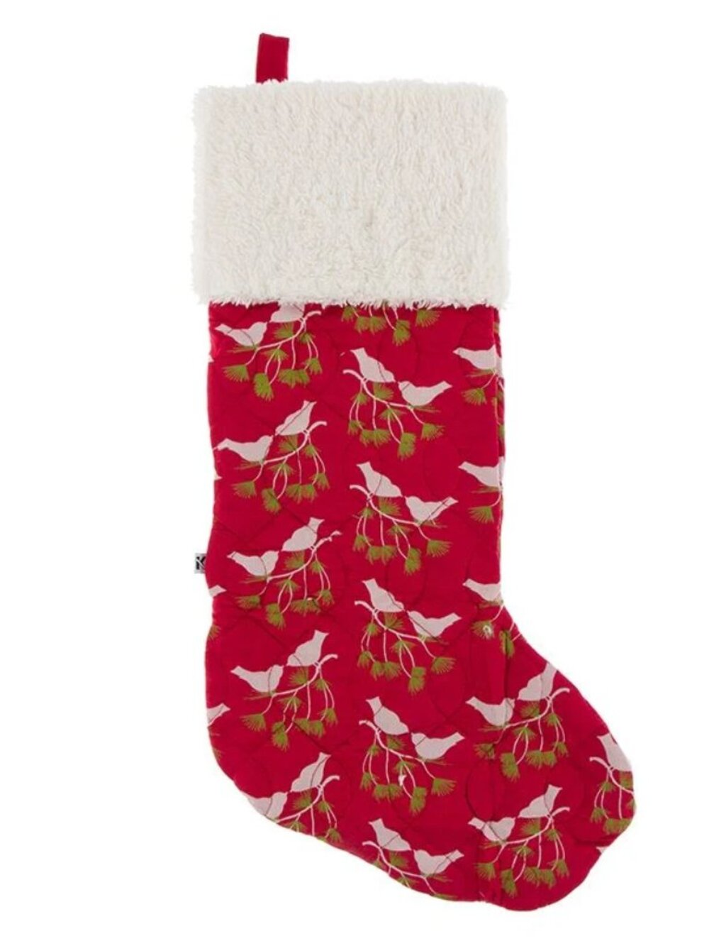 NWT Kickee Pants Quilted Stocking Crimson Kissing Birds Candy Cane Stripe
